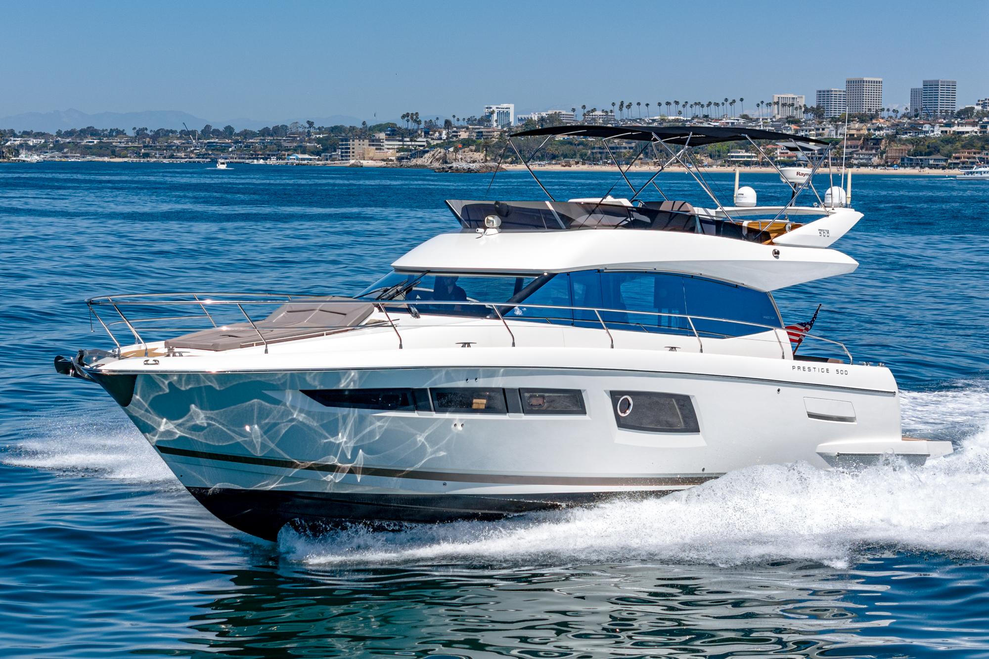 Prestige 500 yacht underway on open water
